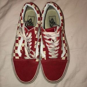 Red Checkered Lace Up Vans